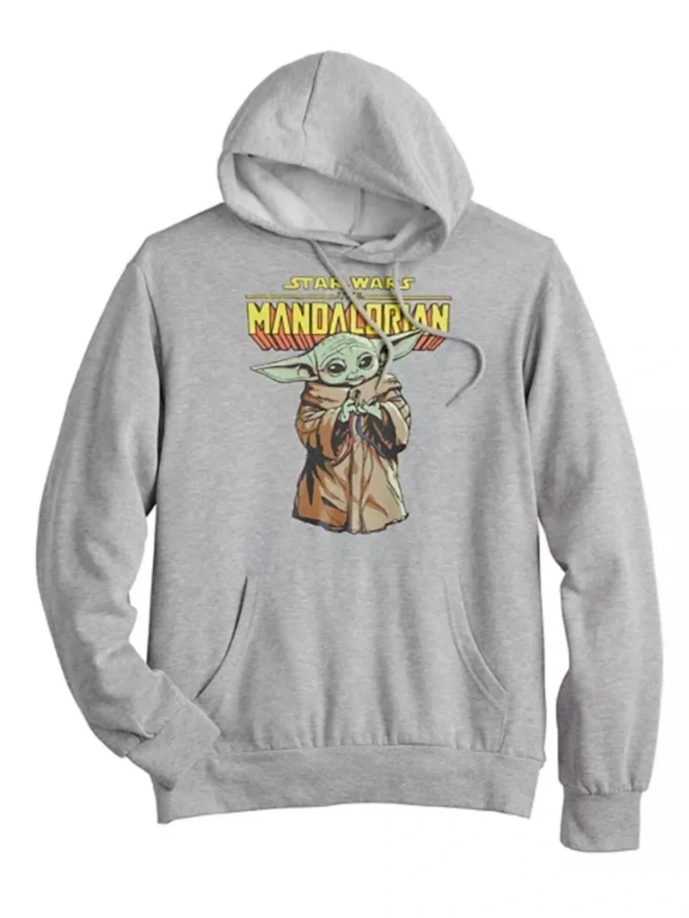 New XXL Star Wars Gray Crewneck Hoodie with The Mandalorian Baby Yoda Graphic
